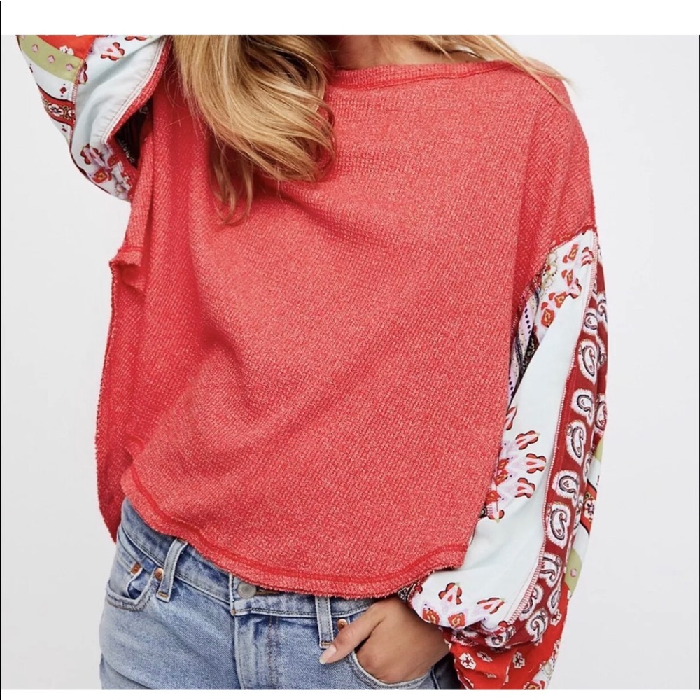 NWT Free People blossom thermal knit cherry top- S